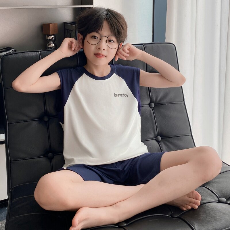 儿童睡衣夏季新款背心套装莫代尔中大童空调服薄款男童休闲家居服