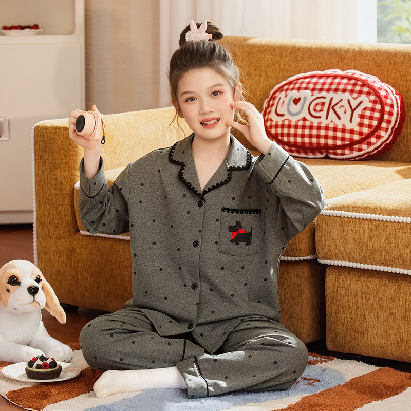 女童睡衣春秋季款儿童纯棉中大童女孩可爱洋气家居服套装2026新款