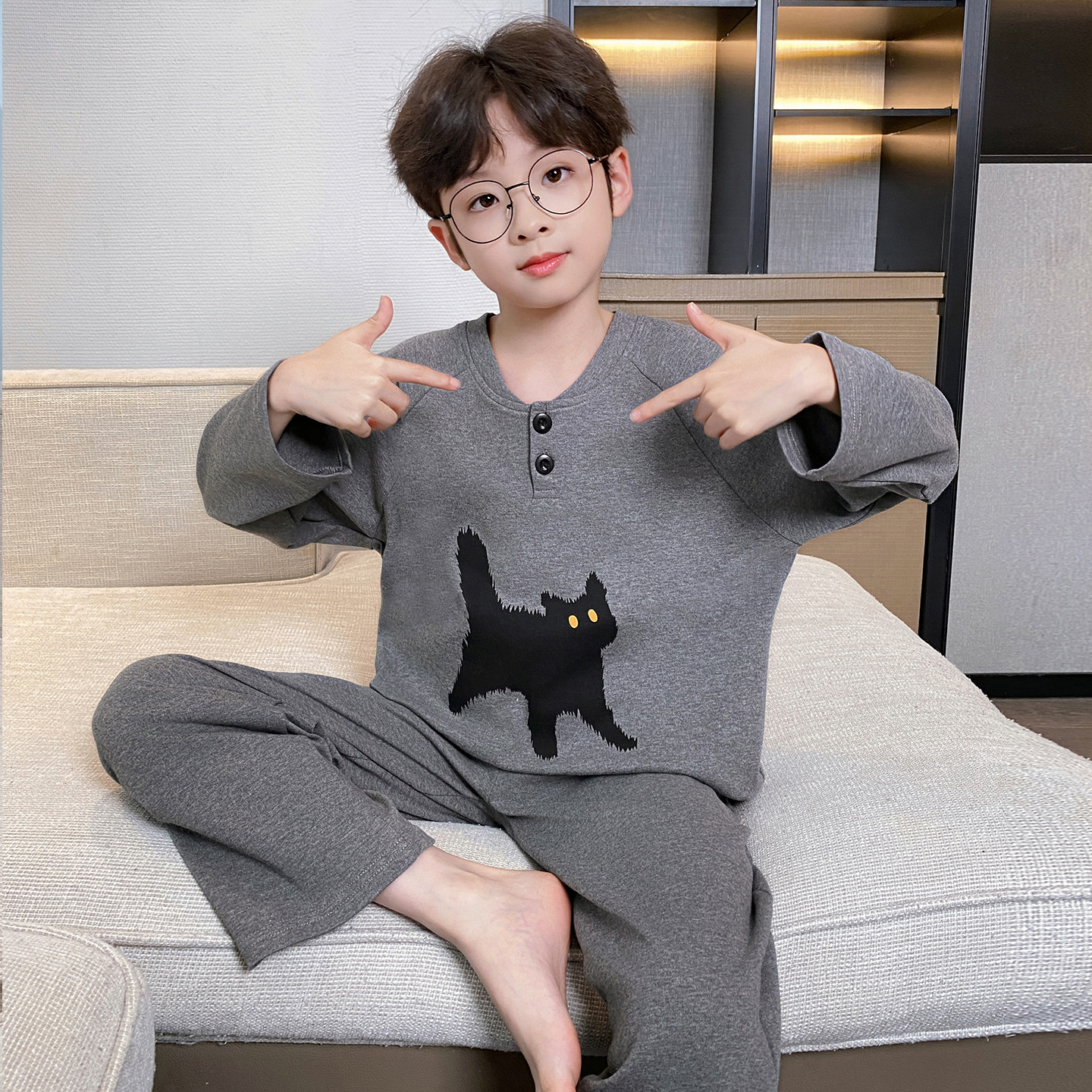 儿童睡衣男童春秋季新款纯棉6-12岁中大童男孩长袖套装卡通家居服