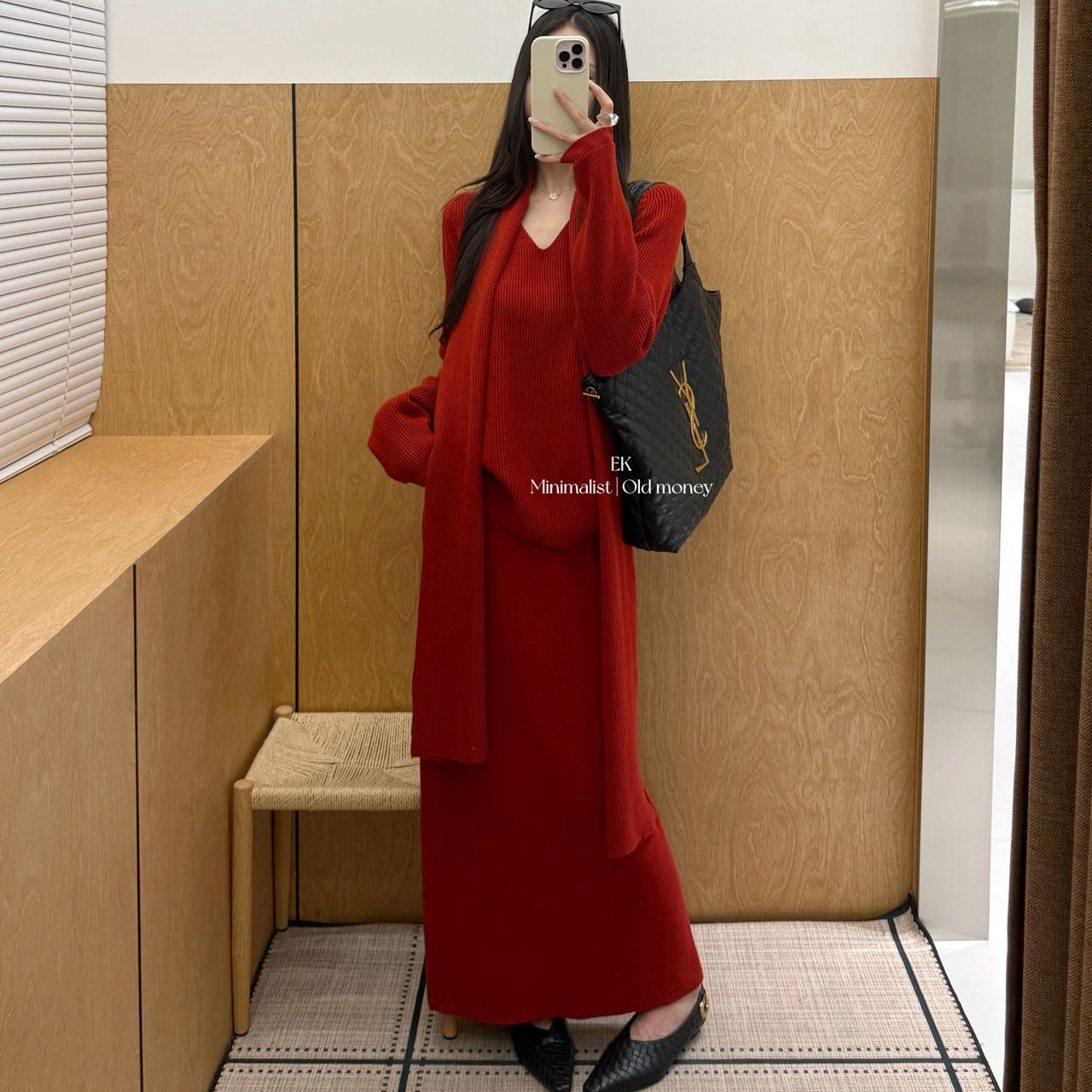 针织套装裙毛衣围巾半身裙三件套