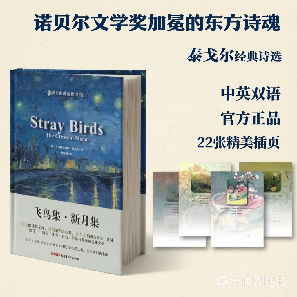飞鸟集新月集泰戈尔经典诗集 郑振铎译本 中英双语全译本无删减 青少年学生课外必读名著语文新课标推荐 精装彩绘插图版