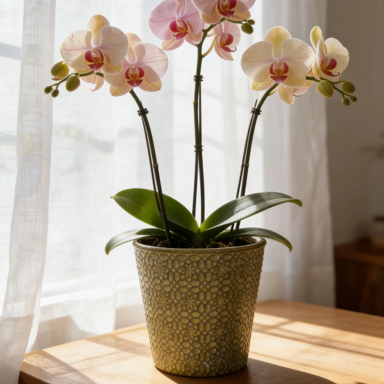 北欧陶瓷浮雕花冰裂釉蝴蝶兰花盆复古家居软装轻奢艺术透气简约
