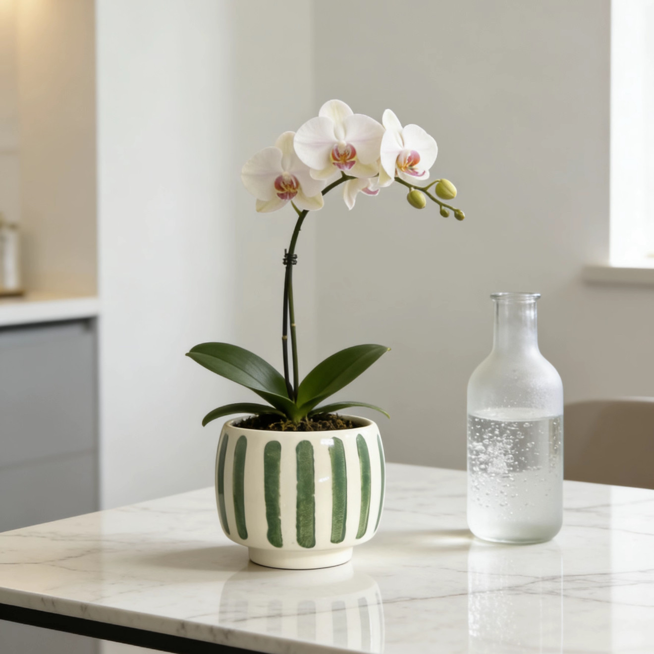 北欧陶瓷浮雕花冰裂釉蝴蝶兰花盆复古家居软装轻奢艺术透气简约