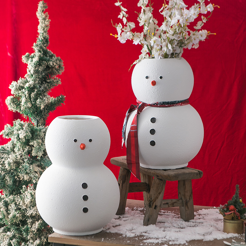 冬青垂丝茉莉雪人花瓶落地商场