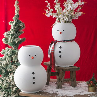 酒店餐厅乔迁送礼客厅桌面摆件花盆冬青垂丝茉莉雪人花瓶落地商场