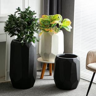 北欧风简约现代多面体花盆客厅落地大号花盆发财树龟背竹专用花盆