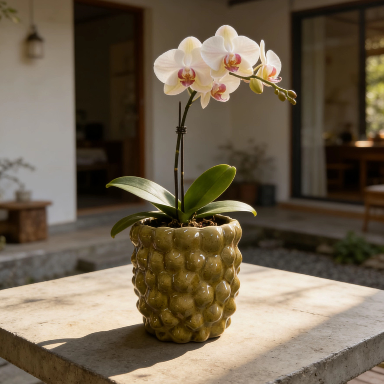 北欧陶瓷浮雕花冰裂釉蝴蝶兰花盆复古家居软装轻奢艺术透气简约