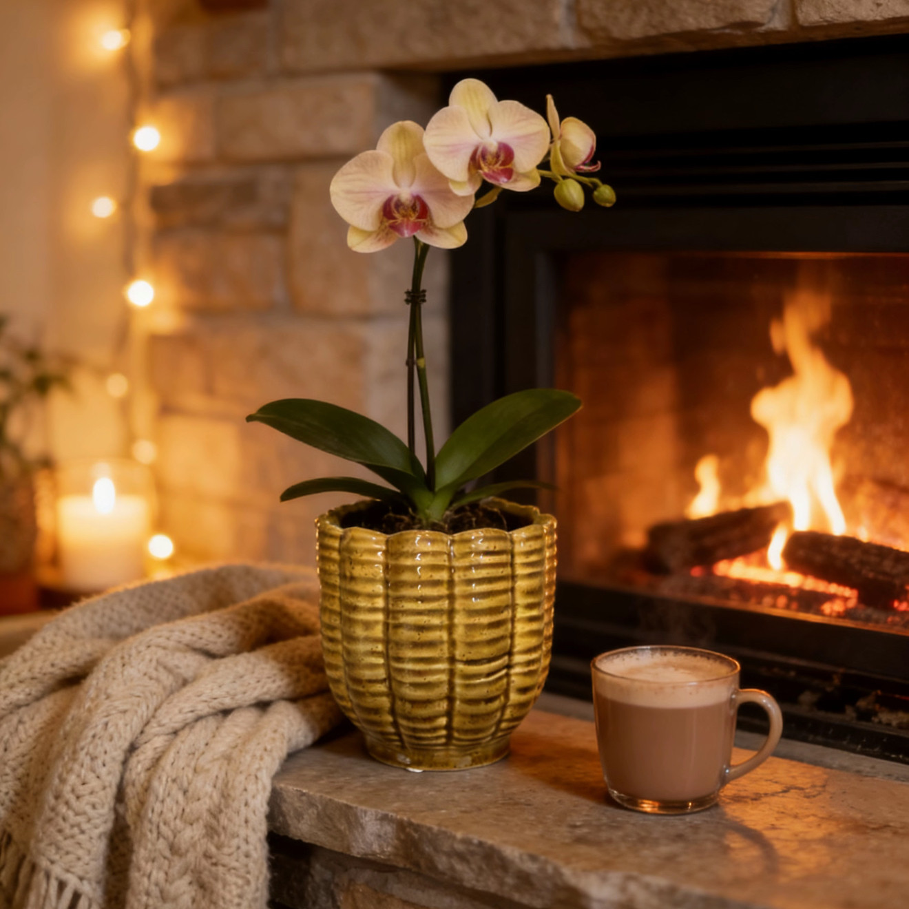 北欧陶瓷浮雕花冰裂釉蝴蝶兰花盆复古家居软装轻奢艺术透气简约