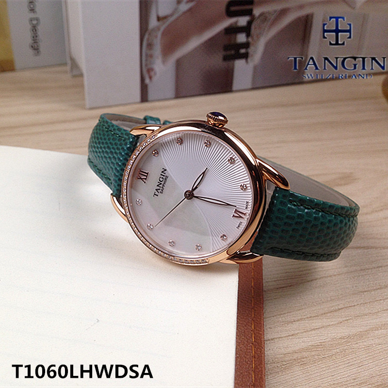 瑞士正品tangin天珺女士手表 石英表女表皮带T1060LHWDSA夜光1060