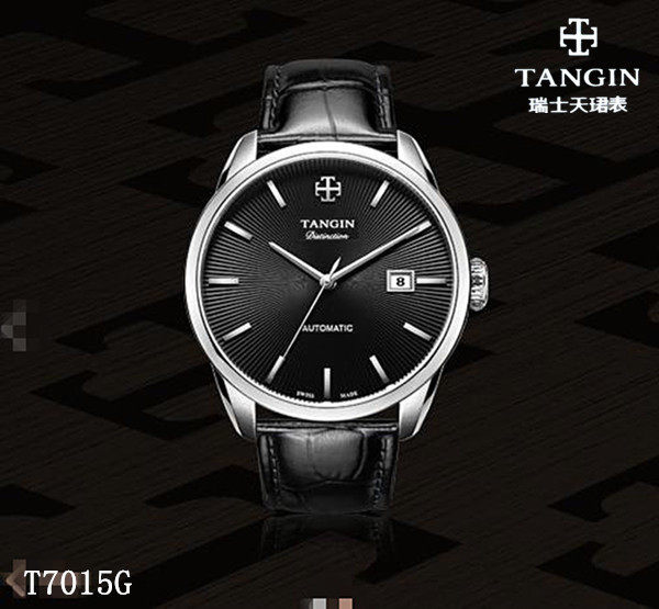 瑞士tangin手表正品日历防水皮带