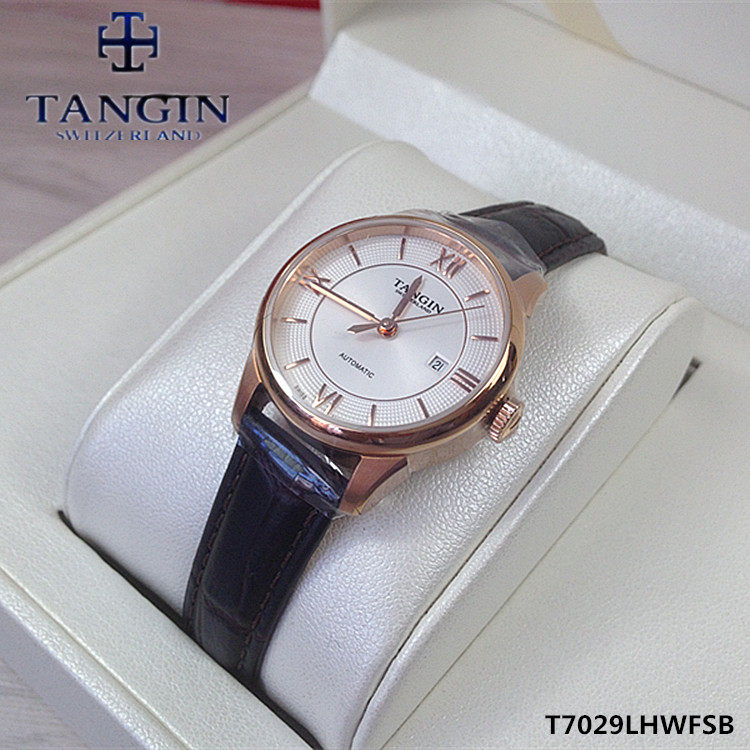 瑞士tangin天珺手表 女士机械表赛格鲁系列全自动皮带情侣表7029