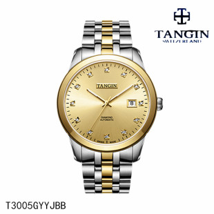瑞士tangin天珺手表正品 全自動機械男表18K金T3005GYYJBB日歷3005