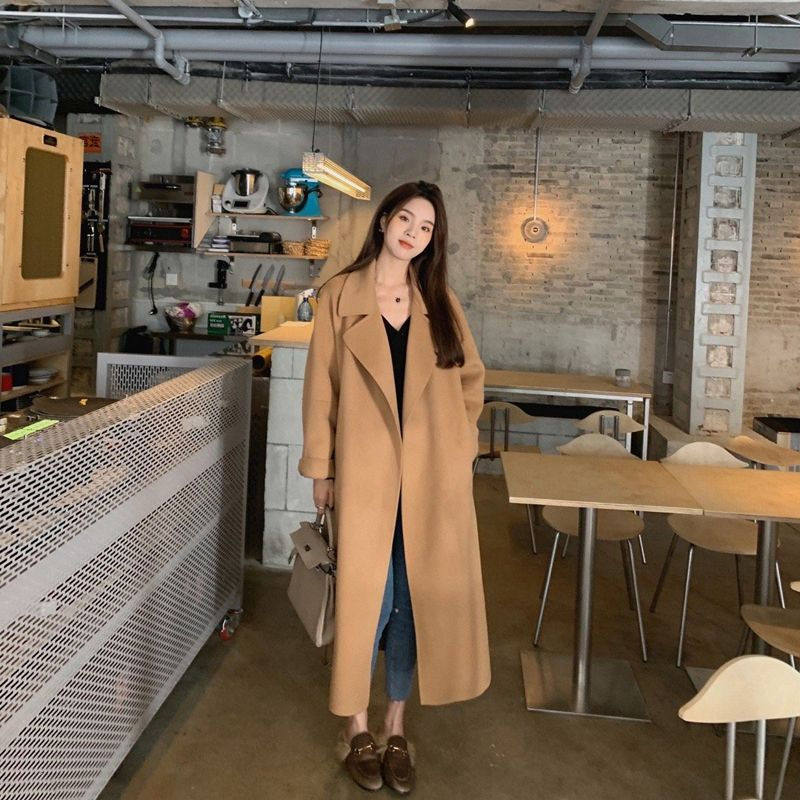 新款高级感宽松毛呢外套女大码秋冬季中长款百搭小个子红色大衣,女装/女士精品,毛呢外套,淘宝优惠券,粉丝福利购,淘宝优惠卷