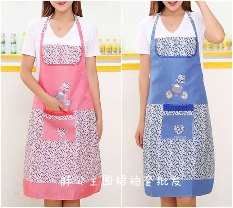 自行车碎花成人围裙 韩版格子时尚围腰 广告礼品围裙 印字 批 发