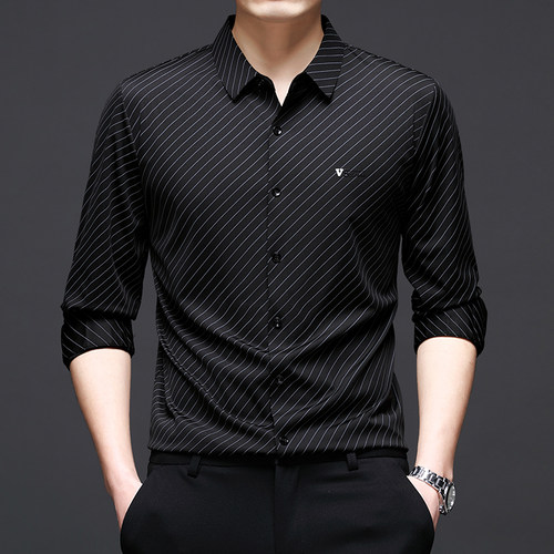 男士摩登舞练功服新款国标拉丁长袖舞蹈演出衬衫交谊弹力舞服上衣