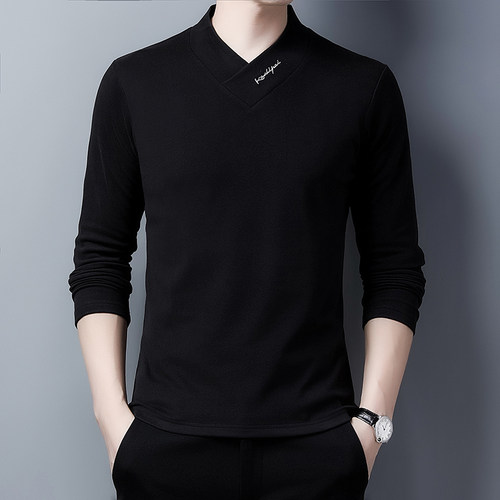 新款加厚男士拉丁舞服上衣摩登舞长袖训练服国标交谊舞蹈练功T恤