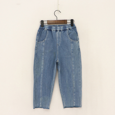 毛圈料后黄标裤脚锁边修身小直筒