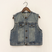 中童假翻盖口袋水洗蓝后分割线牛仔马甲 内销春夏款 童装 D1M