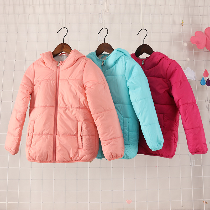 秋冬季糖果色轻薄带帽外套童装