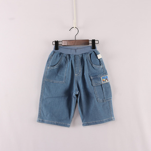 夏款童装     男童左侧口袋卡通莱赛尔弹力五分牛仔裤   6Z-23