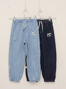 春秋款童装    大童松紧腰两色左侧TO白字母束口裤   DD