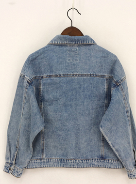 B春秋款童装   大童斜插口袋简约翻盖假口袋牛仔外套   94B