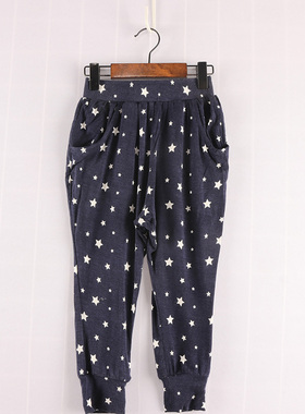 内销春秋款童装   女童星星薄款哈伦束口裤   8仓