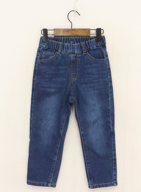 B秋冬款童装   小童双层带里布磨毛休闲小直筒加厚牛仔裤   D1N