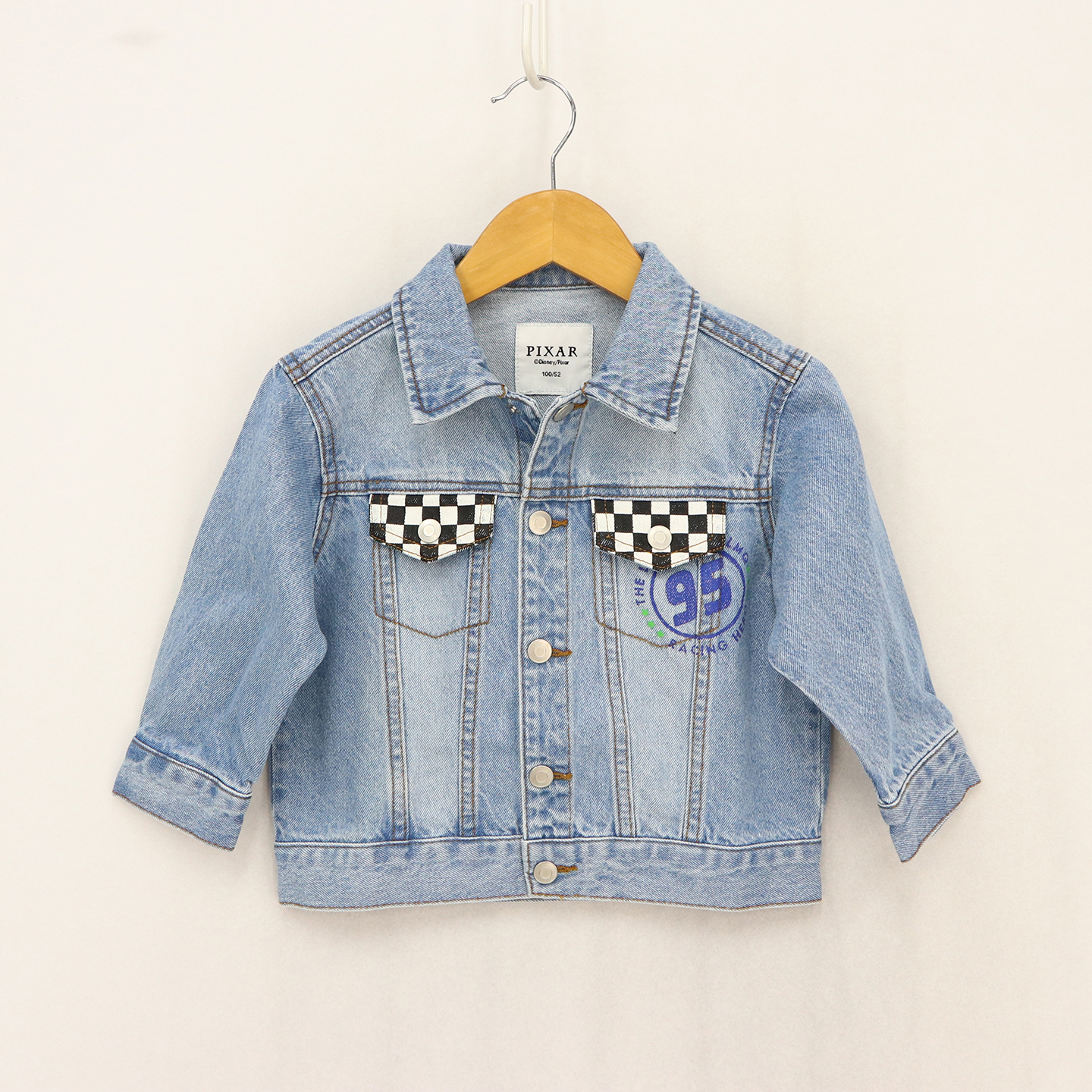 黑白棋盘格汽车图案胶印纯棉外套