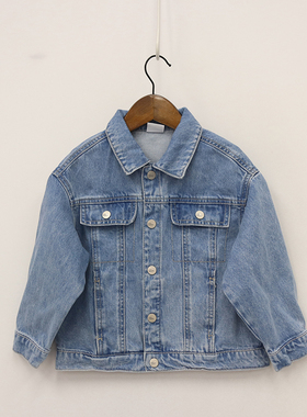 BL春秋款童装     中童后背黄色拉链大口袋花朵牛仔外套  D2