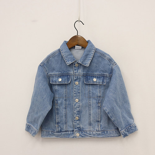 BL春秋款童装     中童后背黄色拉链大口袋花朵牛仔外套  D2