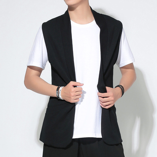 薄款马甲外套男士短款坎肩外穿背心春季潮流韩版修身无袖开衫外搭