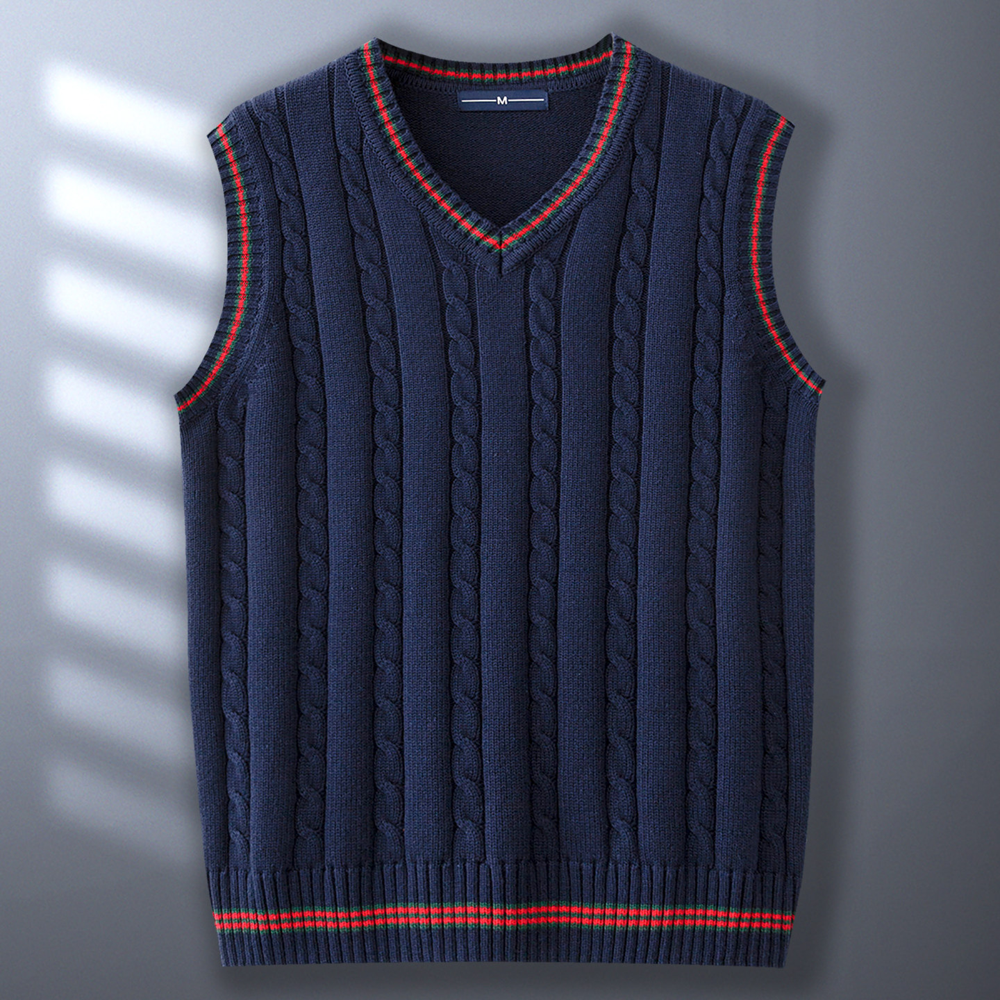 针织V领毛背心男秋冬休闲纯棉无袖毛衣背心学院风简约套头马甲男