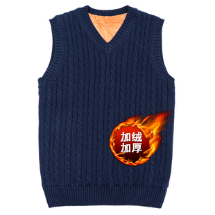 冬季 保暖针织马甲毛背心马夹坎肩毛线衣背心 加绒加厚毛衣背心男装