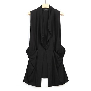 马甲韩版 潮流个性 时尚 春季 披风无袖 中长款 开衫 坎肩外搭上衣 男薄款