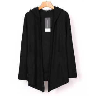 春季中长款开衫外套潮流韩版连帽披风长袖外搭薄款休闲无扣针织衫