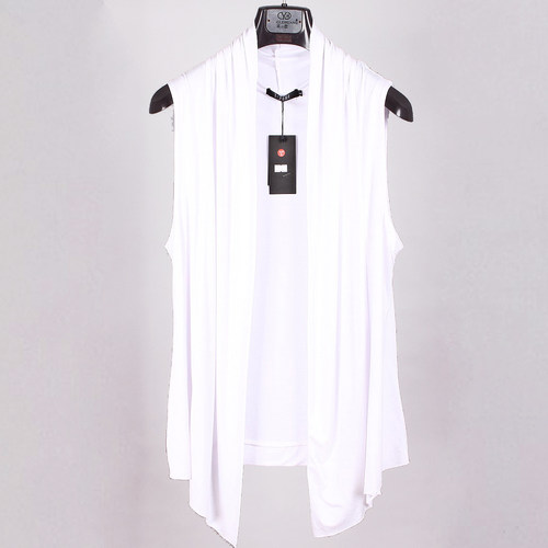 潮流无扣外搭白色开衫坎肩背心