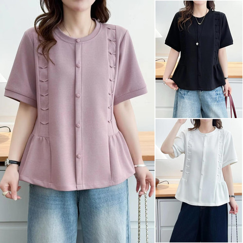 2026夏季大码收腰减龄短袖T恤