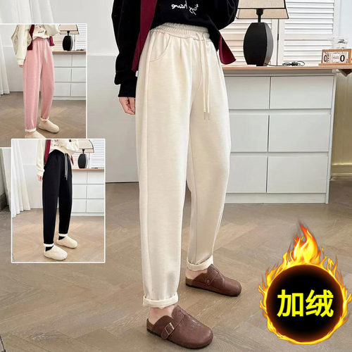 大码暖绒奶芙裤加厚加绒裤女