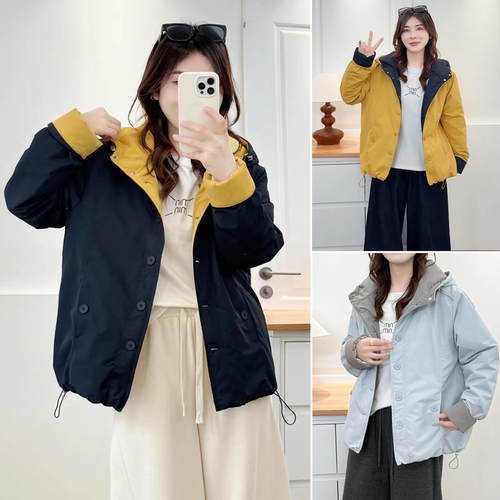 大码加绒棉衣女宽松外套