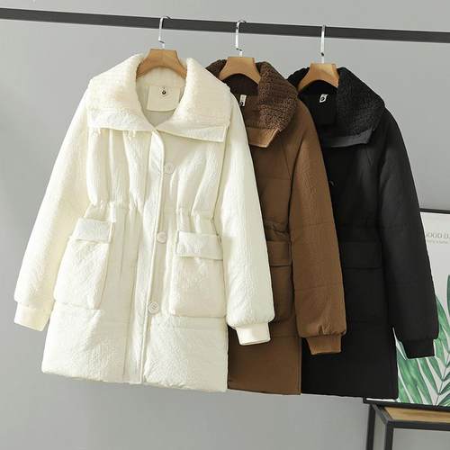 大码中长款翻领加厚棉服