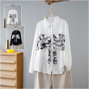 女装 钉珠链条装 新款 衬衫 饰炸街洋气减龄200斤上衣女 胖mm春装 大码