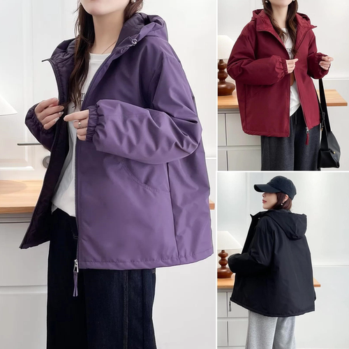 加肥加大码女装胖mm秋冬2025外套夹棉连帽纯色显瘦棉服中年女棉袄