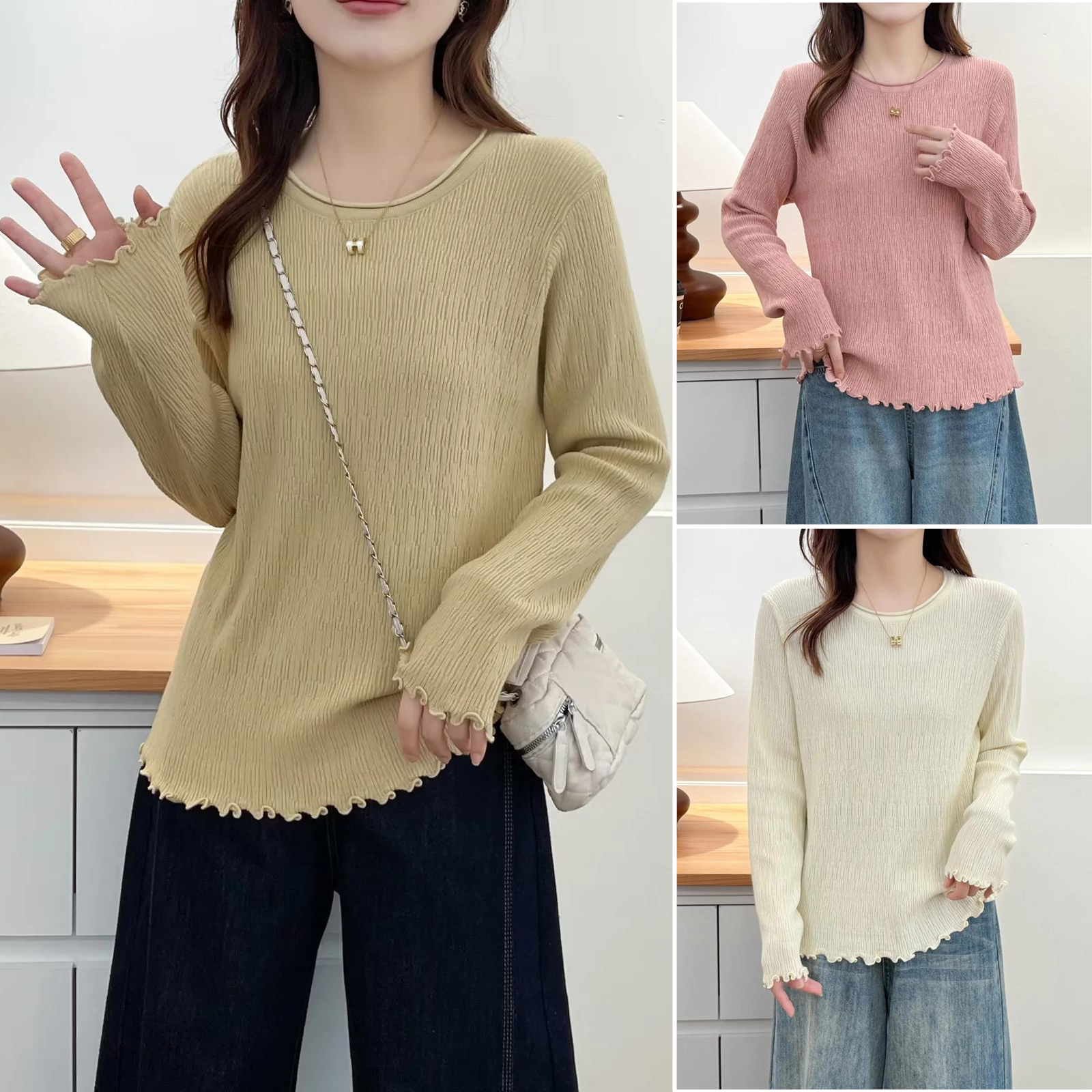 大码200斤圆领打底针织衫女