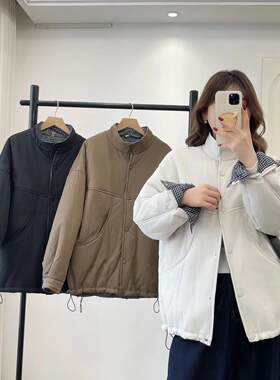 大码女装200斤立领抽绳棉服