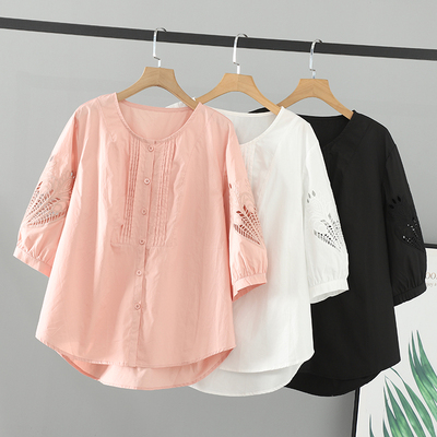 胖mm夏装灯笼袖百搭女T恤