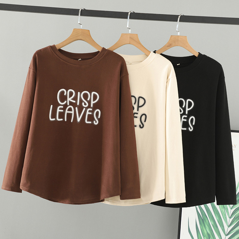 胖mm女装新款2026秋冬大码字母印花长袖T恤圆领德绒打底衫女上衣