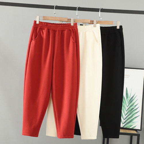 裤子百搭萝卜裤女大码宽松长裤