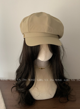 酒味少女吖/英伦八角帽子女2025新款秋冬皮质鸭舌贝雷帽高级感