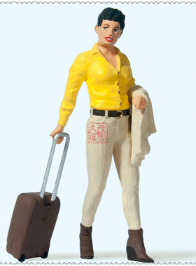 仿真微缩小人G比例 1:22.5 PREISER 45525 拖行李箱的女孩